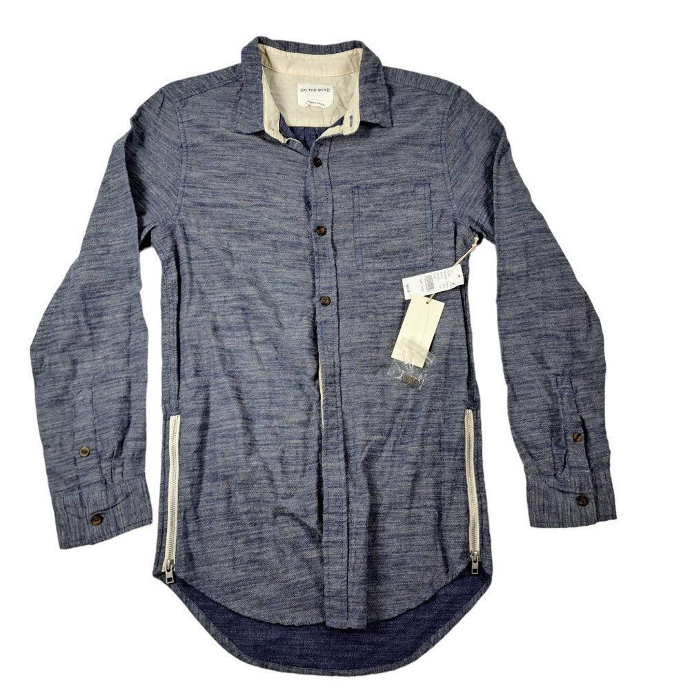 On the Byas Shirt Men's Small Button Up Side Zip New